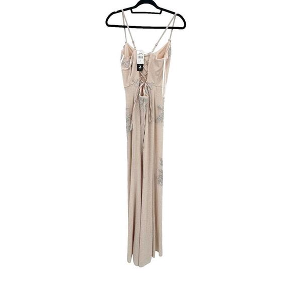 XSCAPE Embellished & Embroidered Romantic Gown Sleeveless Nude Size 12 NWT - Picture 7 of 13